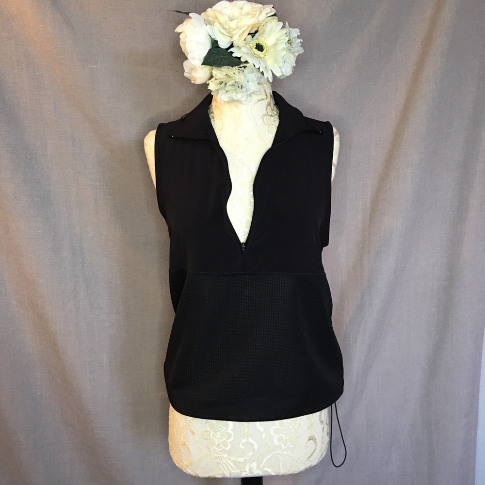 Sleeveless Black Athletic Top Sheer Mesh VMMV